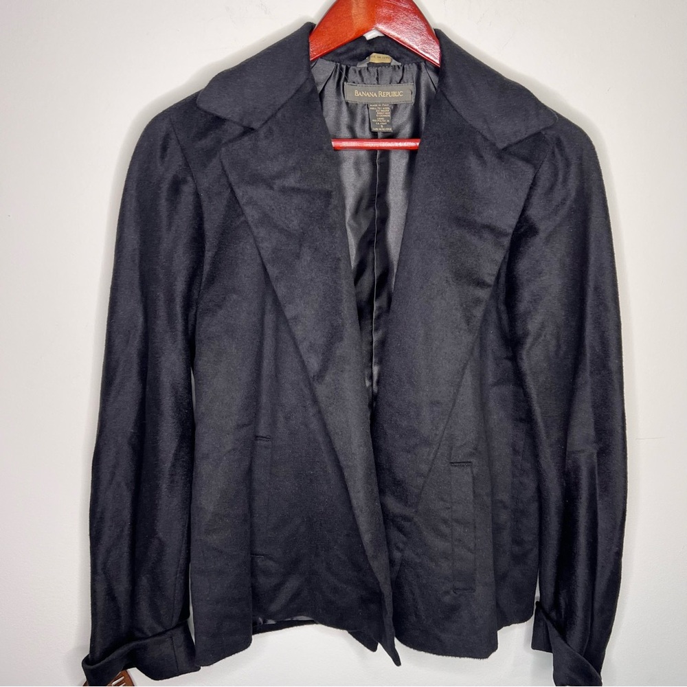 Banana Republic Wool Rabbit Hair‎ Cashmere Black Jacket C24